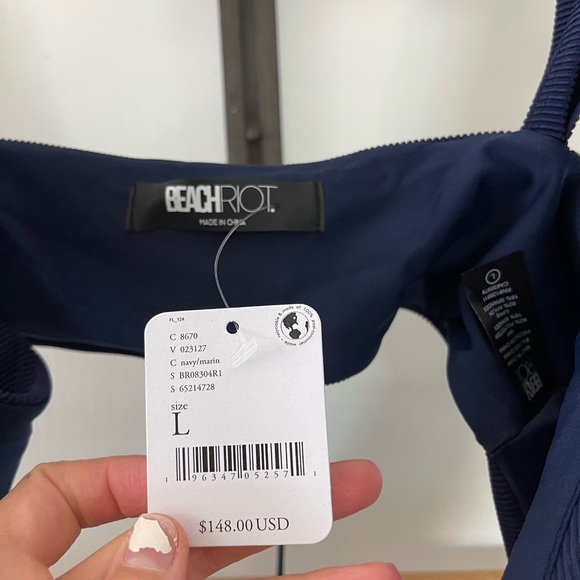 Free People Beach Riot Two-Piece bikini star and moon set navy blue Sz L. NWT - Picture 5 of 8